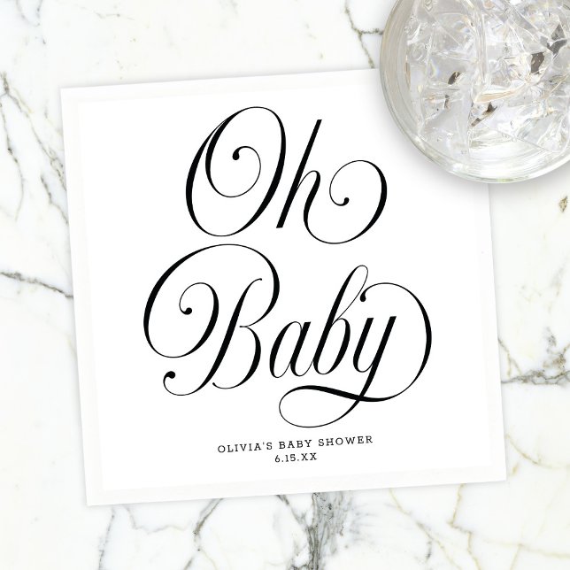 Guardanapo De Papel Oh Baby Elegant Script Gender Neutral Baby Shower (Criador carregado)