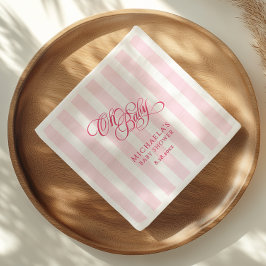 Guardanapo De Papel Oh Baby Elegante Script e Listras Baby Shower