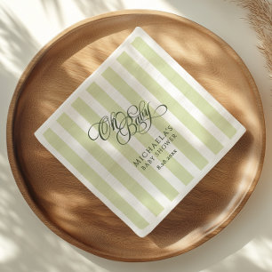 Guardanapo De Papel Oh Baby Elegante Script e Listras Baby Shower
