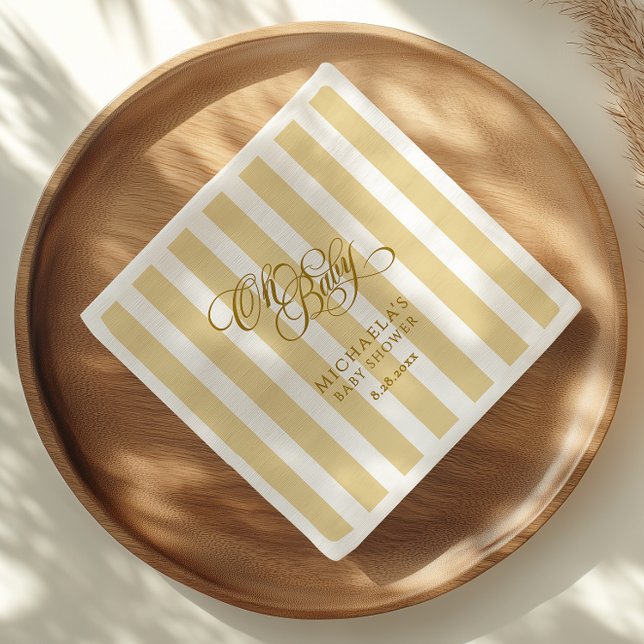 Guardanapo De Papel Oh Baby Elegante Script e Listras Baby Shower (Criador carregado)