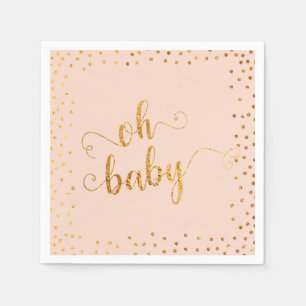 Guardanapo De Papel Oh Baby Faux Gold Foil Confetti Blush4 Chá de fral