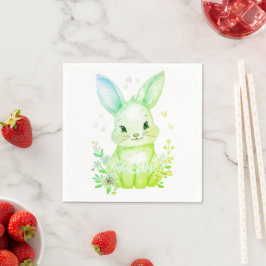 Guardanapo De Papel Oh Baby, Green Bunny Pastel Shower Party