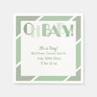 Oh Baby Typografia Chá de fraldas Verde Moderno