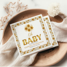 Guardanapo De Papel Oh Baby Watercolor Rose Gold Baby Shower