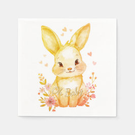 Guardanapo De Papel Oh Baby, Yellow Bunny Pastel Shower Party