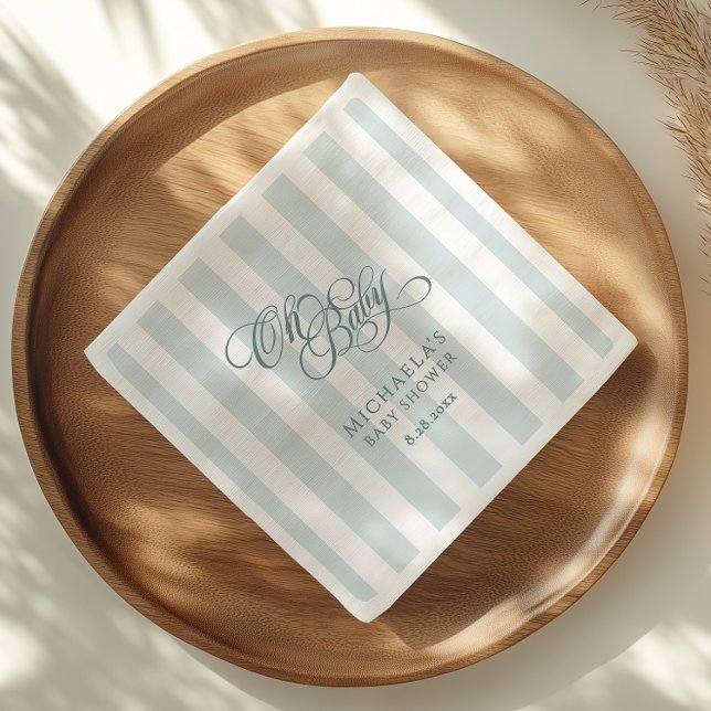 Guardanapo De Papel Oh Bebê Caligrafia Elegante e Listras Chá de Bebê (Criador carregado)