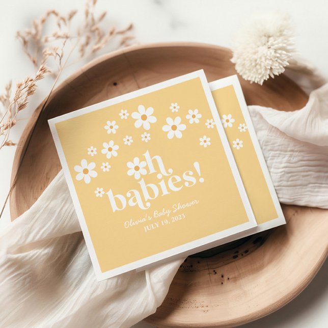 Guardanapo De Papel Oh Bebês boho Daisy amarelo gêmeos Chá de Bebê (Criador carregado)