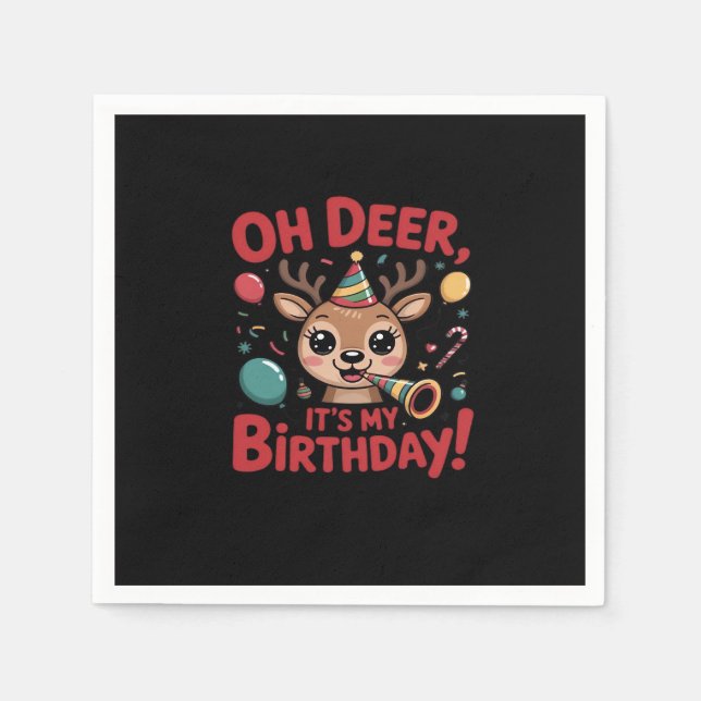 Guardanapo De Papel Oh Deer Its My Birthday Cute Reindeer Festive Styl (Frente)