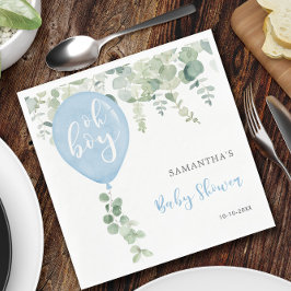 Guardanapo De Papel Oh garoto balão azul chá de fraldas verde