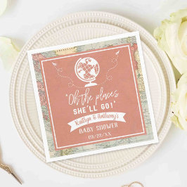 Guardanapo De Papel "Oh, os lugares que ela vai!" Chá de fraldas de Ma