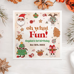 Guardanapo De Papel Oh Que Divertido Retrô Natal Primeiro Aniversário