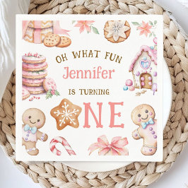 Guardanapo De Papel Oh What Fun Gingerbread 1st Birthday Paper