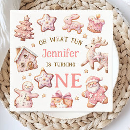 Guardanapo De Papel Oh What Fun Pink Cookies Christmas 1st Birthday