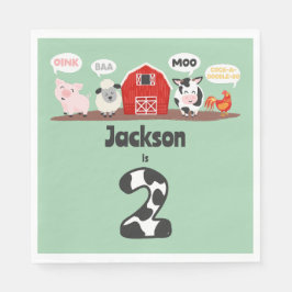 Guardanapo De Papel Oink Baa Moo segundo aniversário Fazendas