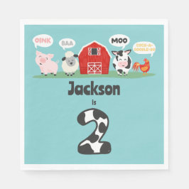 Guardanapo De Papel Oink Baa Moo segundo aniversário Fazendas