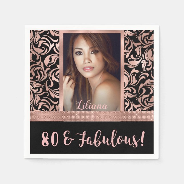 Guardanapo De Papel Oitava e fabuloso 80 de ouro rosa (Frente)