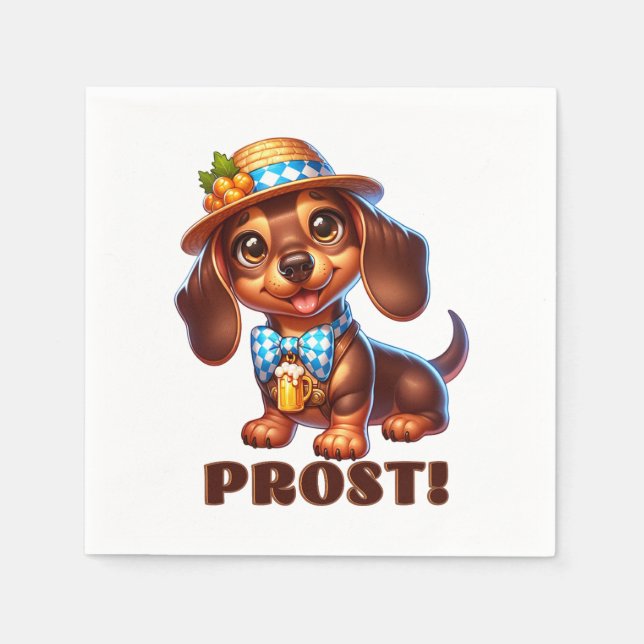 Guardanapo De Papel Oktoberfest Dachshund Prost! (Frente)