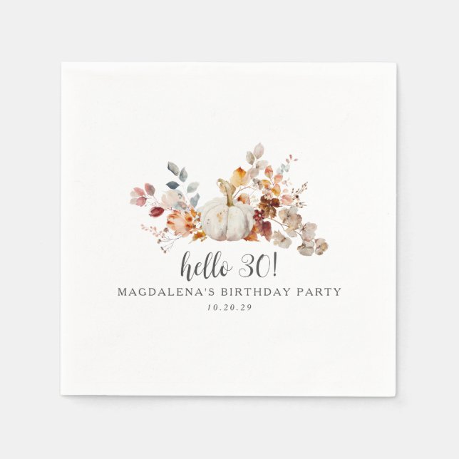 Guardanapo De Papel Olá, 30 Abóbora-Abóbora Cai Deixa Aniversário Pers (Frente)