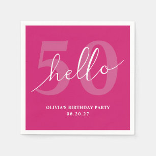 Guardanapo De Papel Olá 50   Bold Hot Pink 50th Birthday Personalizado