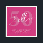 Guardanapo De Papel Olá 50 | Modern Hot Pink 50th Birthday Personaliza<br><div class="desc">Olá 50 | Moderno,  Rosa Quente,  50º Nápoles Personalizadas da Festa de aniversário.</div>