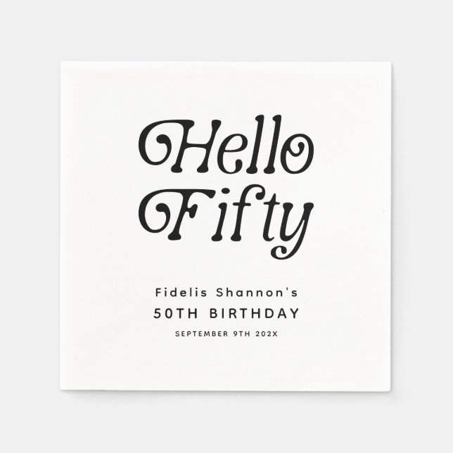 Guardanapo De Papel Olá 50 Retro 50ª Festa de aniversário (Frente)