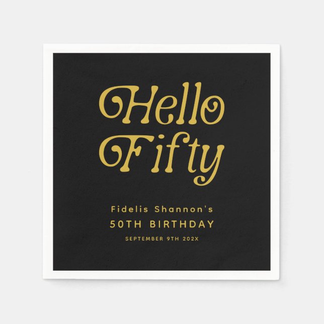 Guardanapo De Papel Olá 50 Retro 50ª Festa de aniversário (Frente)