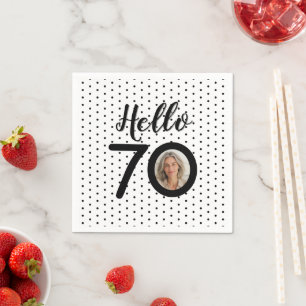 Guardanapo De Papel Olá, 70 Pontos Pretos e Brancos Foto Aniversário