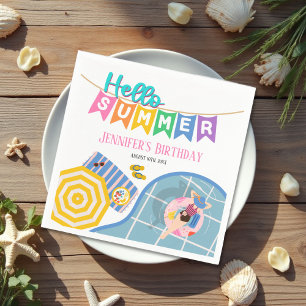Guardanapo De Papel Olá, Aniversário da Festa Colorida de Piscina de B