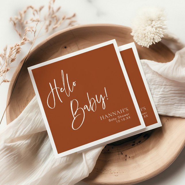 Guardanapo De Papel Olá, Baby Earthy Terracotta Chá de fraldas Bohemia (Criador carregado)