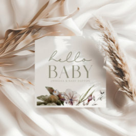 Guardanapo De Papel OLÁ BABY | Sage minimalista e costume marfim