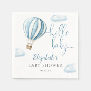 Guardanapo De Papel Olá Bebê Azul Balão de Ar Quente Baby Shower