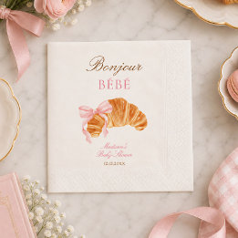 Guardanapo De Papel Olá Bebê Croissant Laço Churrasco de Bebê Francês