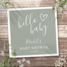 Olá Chuveiro de Bebê Neutro Boho Verde Sage