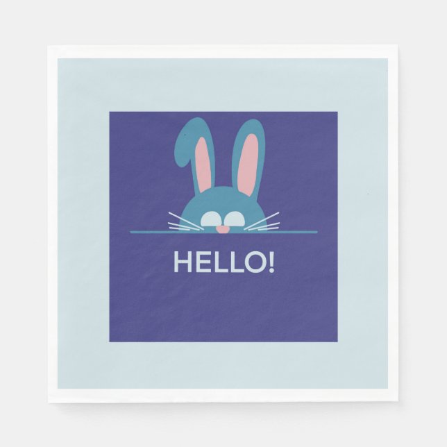 Guardanapo De Papel Olá, Coelhinho da Páscoa azul (Frente)