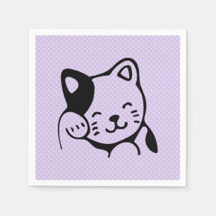 Guardanapo De Papel Olá! de ondulação do gato preto e branco bonito