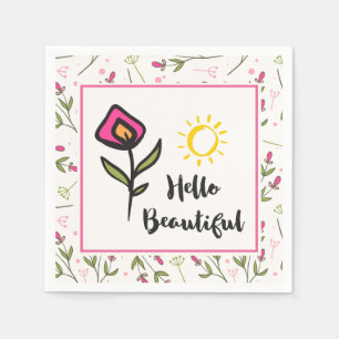 Guardanapo De Papel Olá Linda flor-de-laranja rosa Bonito