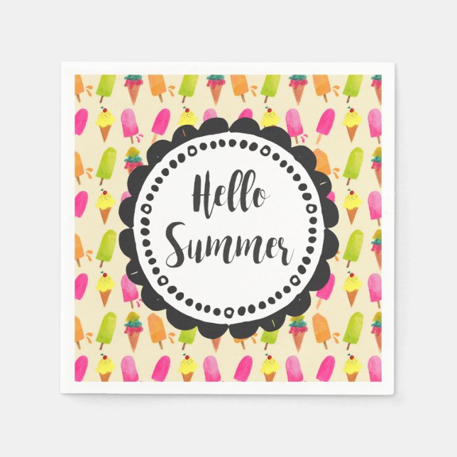 Guardanapo De Papel Olá, Popsicles de Verão e Sorvetes (Frente)