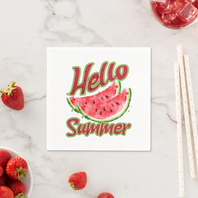 Guardanapo De Papel Olá Summer | Aquarela Design de melancia (Insitu)