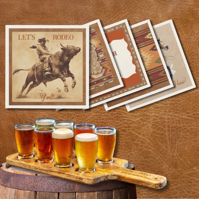 Guardanapo De Papel Old West Frontier Bull Rider Paper Cocktail Napkin (Criador carregado)