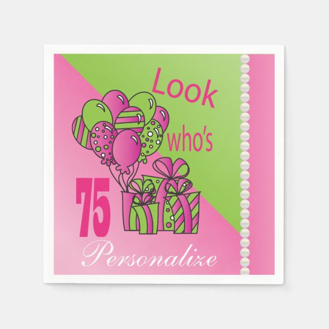 Guardanapo De Papel Olha quem tem 75 anos | 75.o aniversário (Frente)