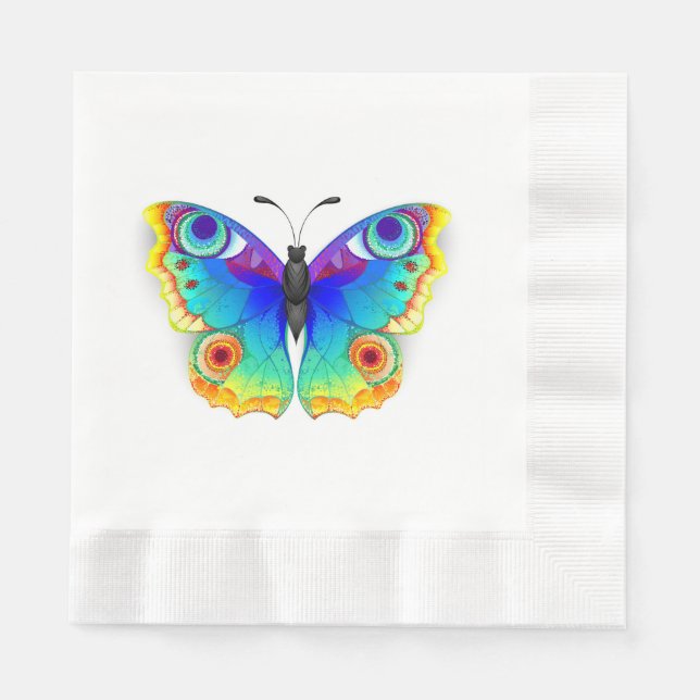 Guardanapo De Papel Olho Peacock da Borboleta Arco-Íris (Frente)