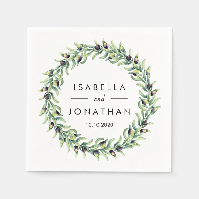Guardanapo De Papel Oliva | Casamento Russo Personalizado (Frente)