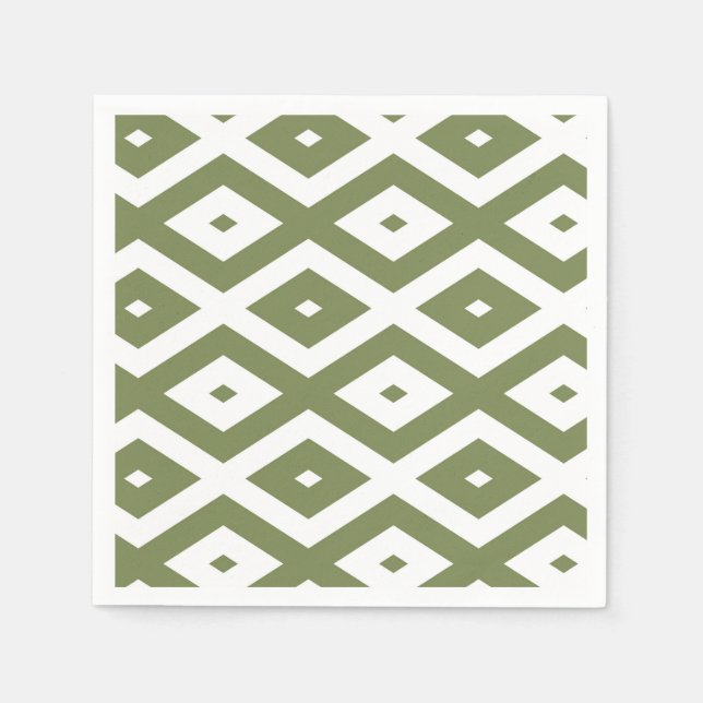 Guardanapo De Papel Olive green and white diamond pattern (Frente)