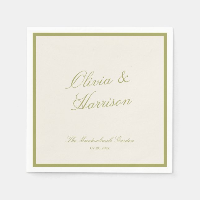 Guardanapo De Papel Olive Green Classic Wedding (Frente)