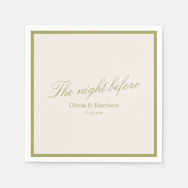 Guardanapo De Papel Olive Green Rehearsal Dinner Napkins (Frente)