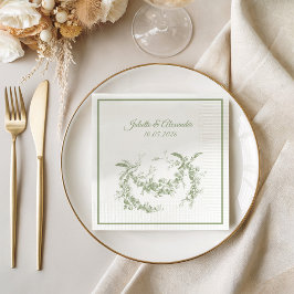 Guardanapo De Papel Olive Green Toile de Jouy Wedding Paper Napkins