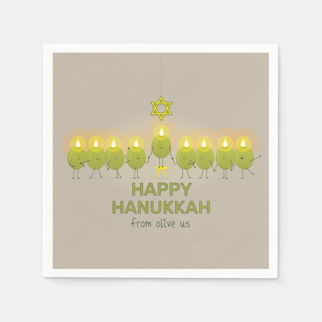 Guardanapo De Papel Olive Hanukkah Menorah (Frente)