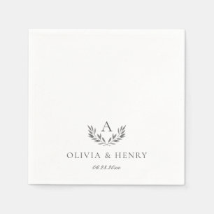 Guardanapo De Papel Olivia Elegant Cinza Monograma Simples Casamento