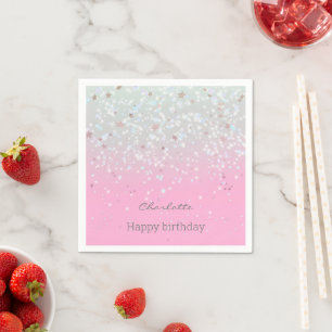 Guardanapo De Papel Ombre e Glitter Birthday