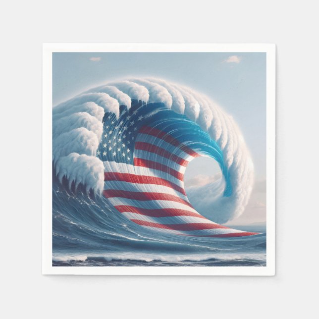 Guardanapo De Papel Onda Americana para o Oceano Bandeira (Frente)
